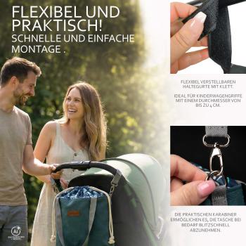 Preview: BAMBINIWELT Wickeltasche Schultertasche Shopper aus Leder für Kinderwagen Buggy